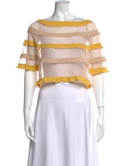 Pre-owned Red Valentino Printed Bateau Neckline Top In Multicolor