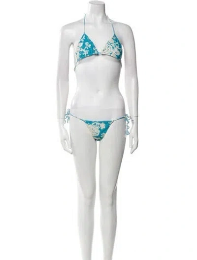 Pre-owned Red Valentino Printed Bikini In Blue