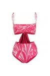Red Valentino Leaf-print Bikini In Pink