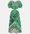 Red Valentino Cut Out Detail Puff Sleeve Mini Dress In Green
