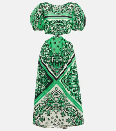RED VALENTINO PRINTED COTTON MIDI DRESS