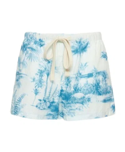 Red Valentino Printed Cotton Shorts In Blue