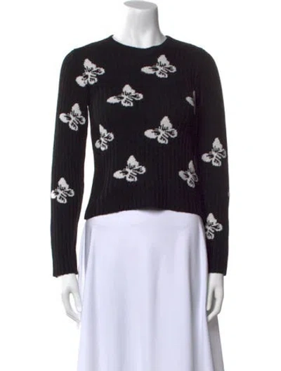Pre-owned Red Valentino Printed Crew Neck Sweater In Black