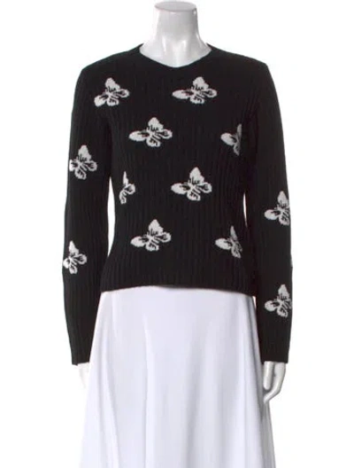 Pre-owned Red Valentino Printed Crew Neck Sweater In Black