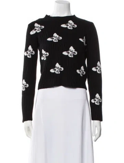 Pre-owned Red Valentino Printed Crew Neck Sweater In Black