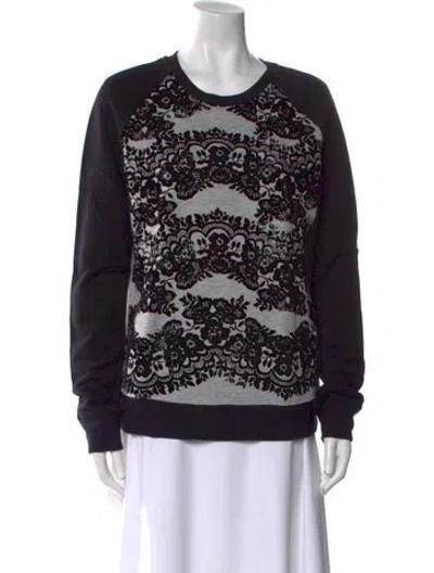 Pre-owned Red Valentino Printed Crew Neck Sweater In Black