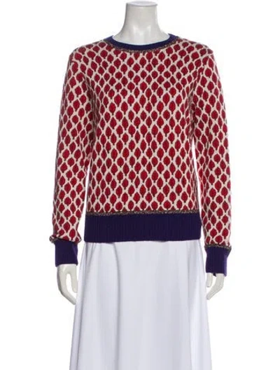 Pre-owned Red Valentino Printed Crew Neck Sweater In White