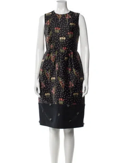 Pre-owned Red Valentino Printed Knee-length Dress In Black