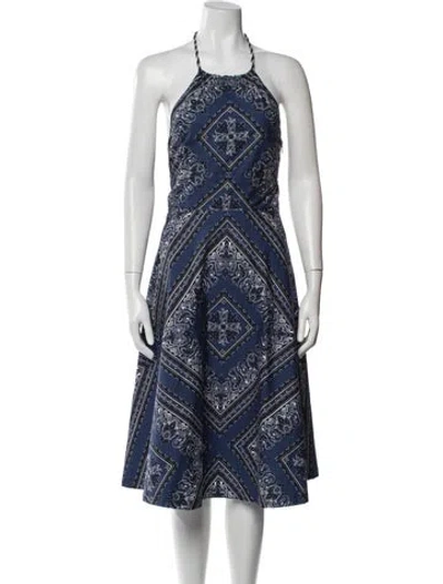 Pre-owned Red Valentino Printed Knee-length Dress In Blue