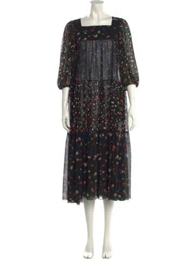 Pre-owned Red Valentino Printed Long Dress In Black