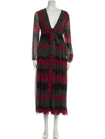 Pre-owned Red Valentino Printed Long Dress W/ Tags In Multi
