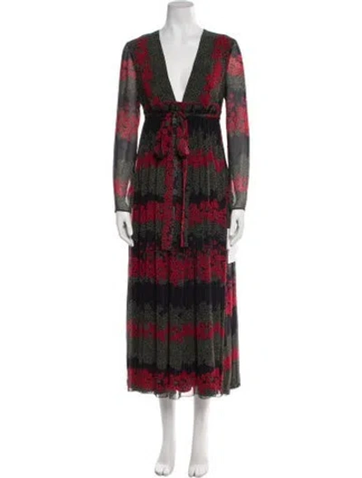Pre-owned Red Valentino Printed Long Dress W/ Tags In Multi