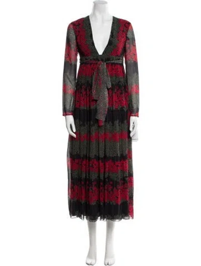 Pre-owned Red Valentino Printed Long Dress W/ Tags In Multi