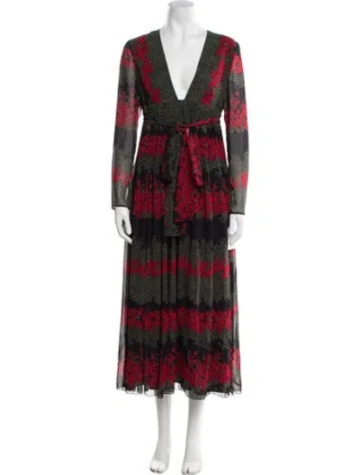 Pre-owned Red Valentino Printed Long Dress W/ Tags In Multi