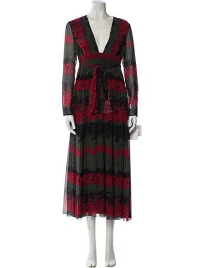 Pre-owned Red Valentino Printed Long Dress W/ Tags In Red
