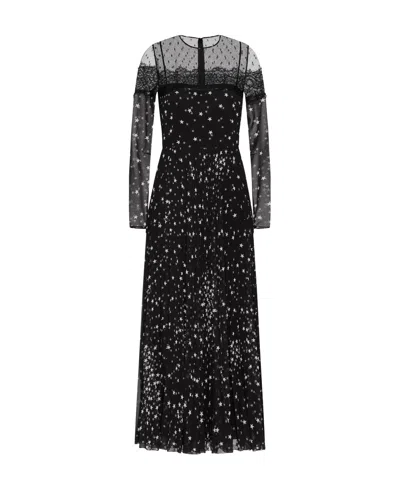 Red Valentino Printed Long-sleeved Dress In Black