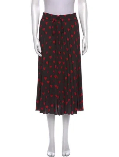 Pre-owned Red Valentino Printed Midi Length Skirt In Black