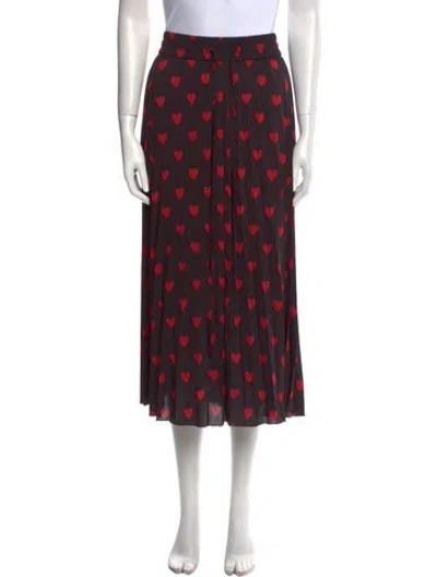 Pre-owned Red Valentino Printed Midi Length Skirt In Black