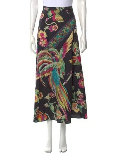 Pre-owned Red Valentino Printed Midi Length Skirt In Black