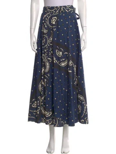 Pre-owned Red Valentino Printed Midi Length Skirt In Blue