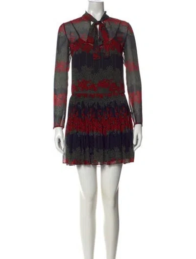 Pre-owned Red Valentino Printed Mini Dress In Black