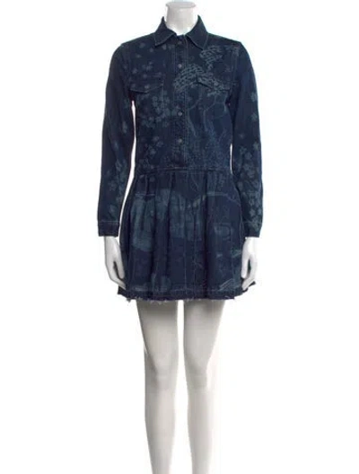 Pre-owned Red Valentino Printed Mini Dress In Blue