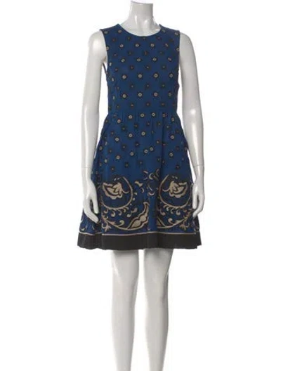 Pre-owned Red Valentino Printed Mini Dress In Blue