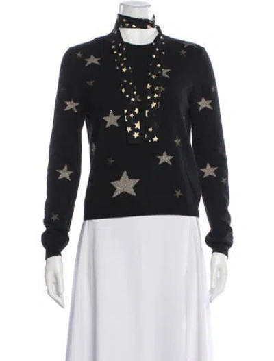 Pre-owned Red Valentino Printed Mock Neck Sweater In Brown