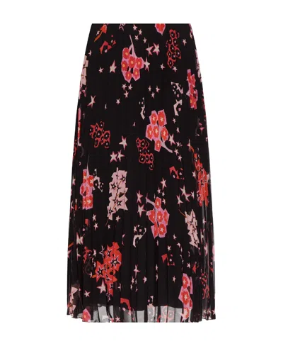Red Valentino Printed Pleated Georgette Skirt In Multi