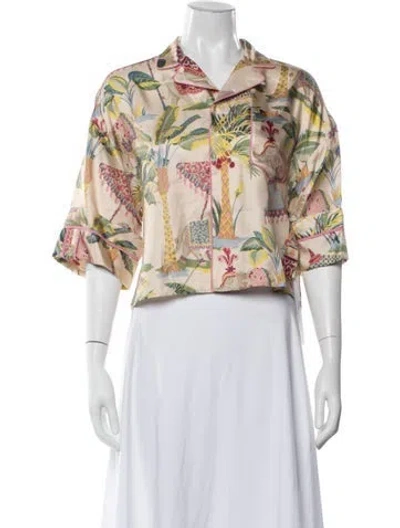 Pre-owned Red Valentino Printed Short Sleeve Blouse W/ Tags In Multicolor