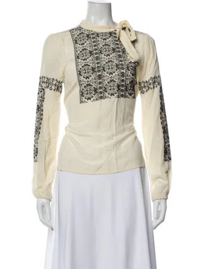 Pre-owned Red Valentino Printed Tie Neck Blouse In Neutral