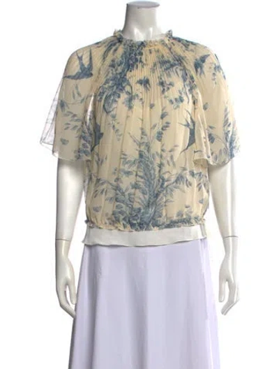 Pre-owned Red Valentino Printed Tie Neck Blouse W/ Tags In Neutrals