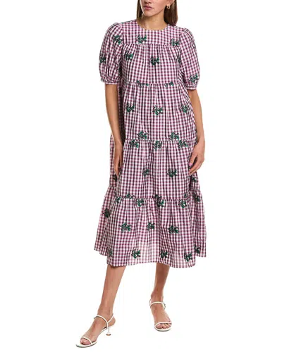 Red Valentino Printed Tiered Midi Dress In Pink