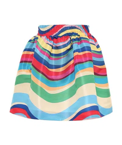 Red Valentino Rainbow Wave Printed Skirt In Multicolor