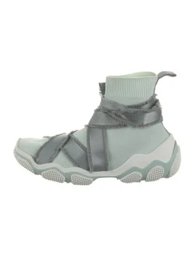 Pre-owned Red Valentino Raw-edge Trim Athletic Sneakers In Green