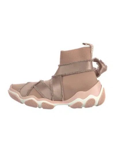 Pre-owned Red Valentino Raw-edge Trim Sneakers In Neutral