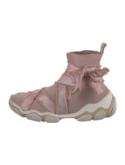 Pre-owned Red Valentino Raw-edge Trim Wedge Sneakers In Pink