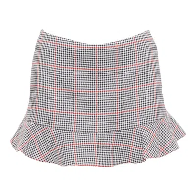 Pre-owned Red Valentino Red Black Houndstooth Check Print Flare Mini Skort It36 Xxs