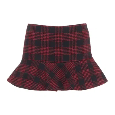 Pre-owned Red Valentino Red Black Houndstooth Checked Flared Mini Skort It38 Xs