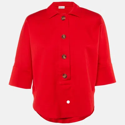 Pre-owned Red Valentino Red Cotton Button Front Top S