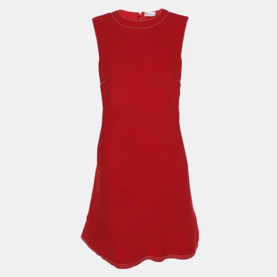 Pre-owned Red Valentino Red Crepe Bow Sleeveless Dress M