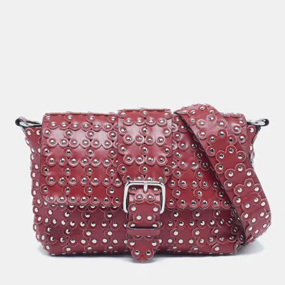 Pre-owned Red Valentino Red Leather Flower Puzzle Shoulder Bag