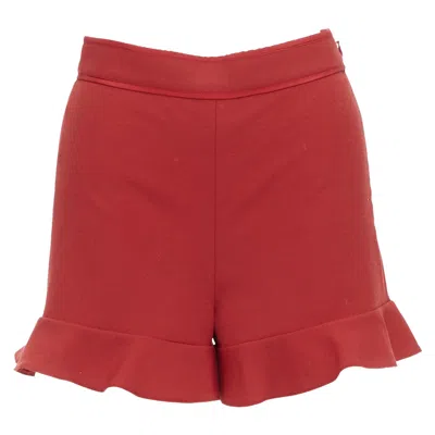 Pre-owned Red Valentino Red Ruffle Hem High Waisted Shorts It38 Xs