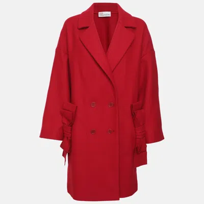 Pre-owned Red Valentino Red Wool Blend Double Breasted Coat M