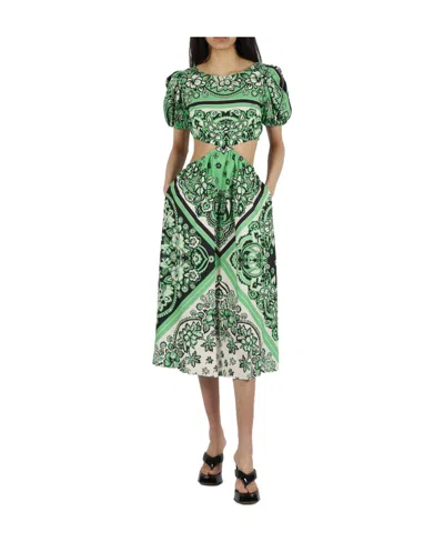 RED VALENTINO REDVALENTINO BANDANA PRINTED POPLIN MIDI DRESS