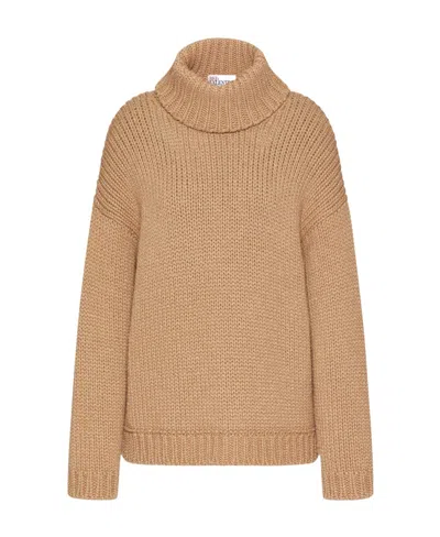 Red Valentino Redvalentino High-neck Ribbon Jumper In Nude