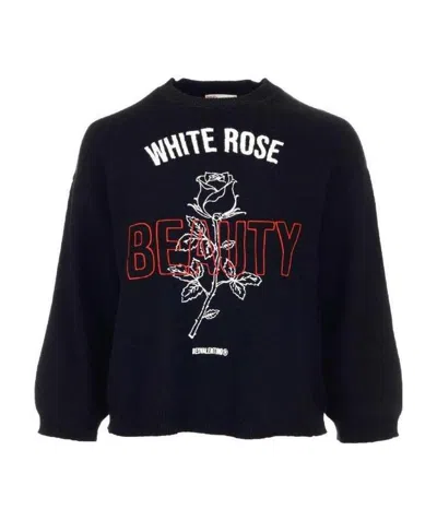 Red Valentino Redvalentino Rose Embroidered Jumper In Black