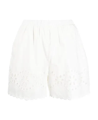Red Valentino Redvalentino Sangallo Embroidered Shorts In White
