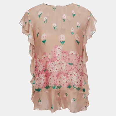 Pre-owned Red Valentino Redvalentino Silk Short Sleeved Top 42 In Pink