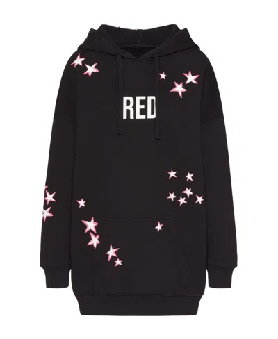 Red Valentino Redvalentino Star Print Drawstring Hoodie In Black